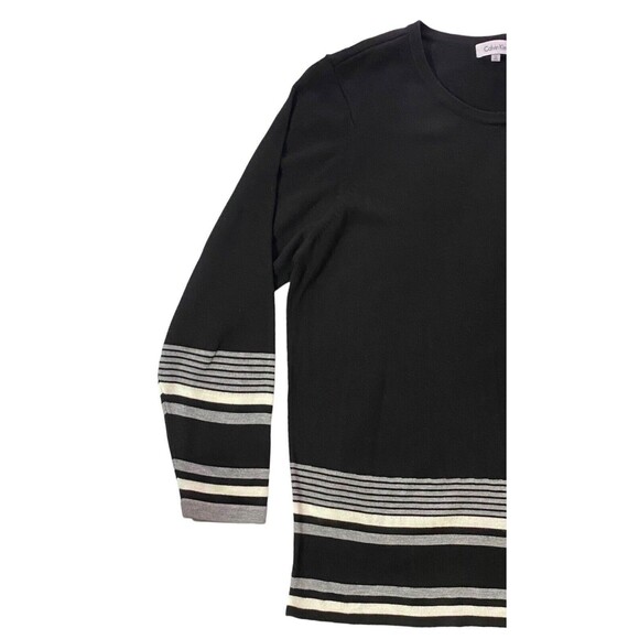 Calvin Klein Asymmetrical Striped Split Side Hem Pullover Crewneck Sweater Sz 1X - Picture 10 of 11